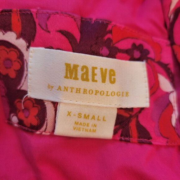 Maeve Anthro Floral Wrap Mini Dress XS Pink Long Sleeves Groovy Coquette Kawaii - Picture 2 of 8